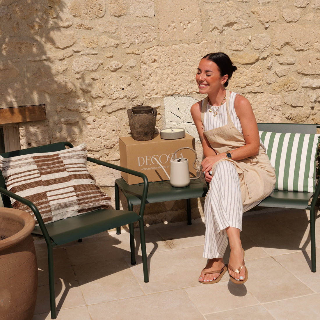 Tablier recyclé chiné – Coloris lin ☀️