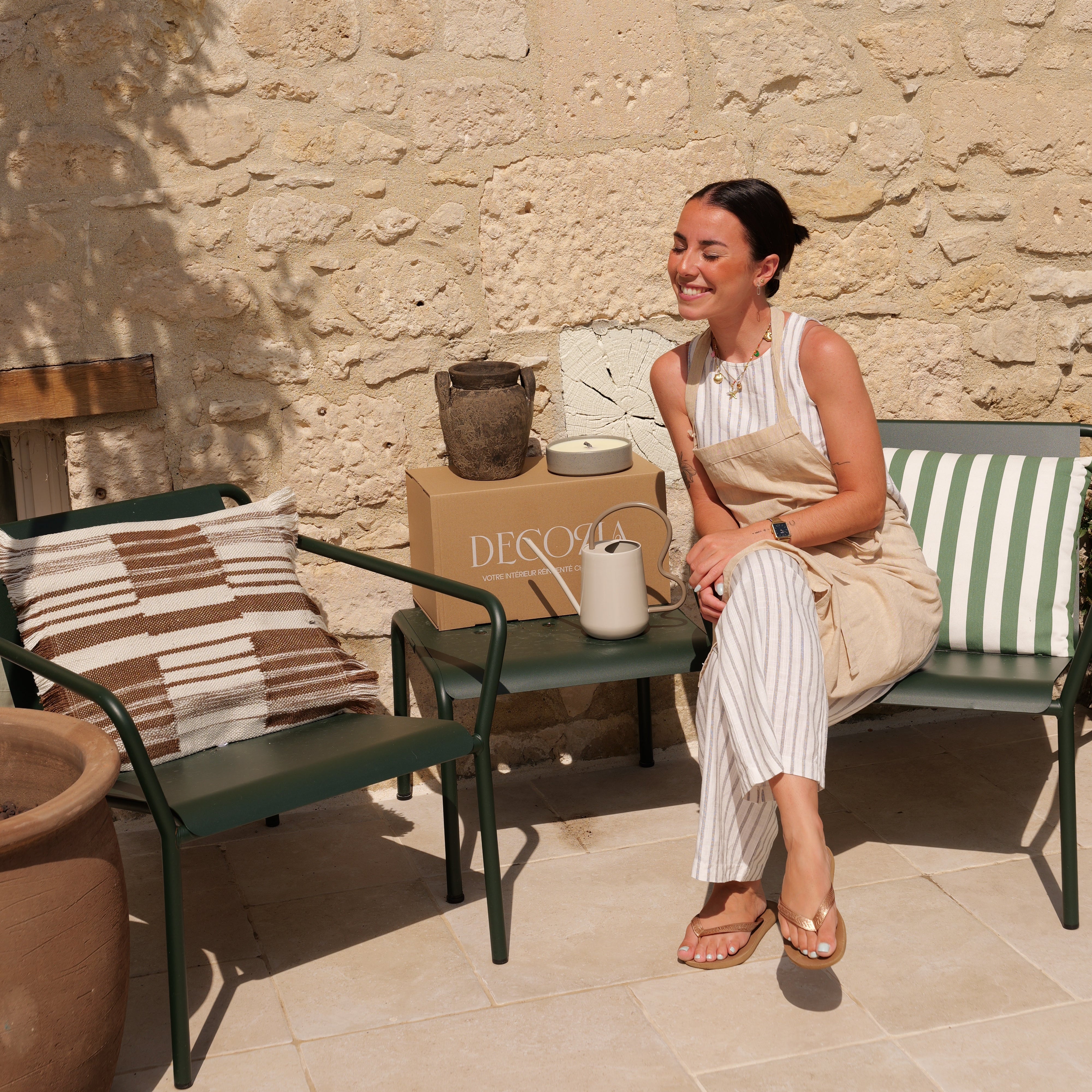 Tablier recyclé chiné – Coloris lin ☀️